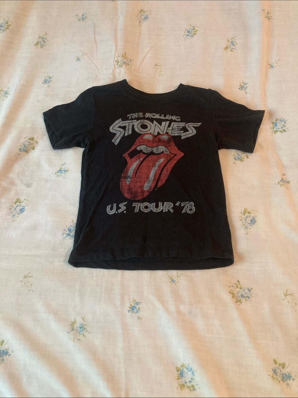 The Rolling Stones Black Kids' Tee with Red Tongue Graphic